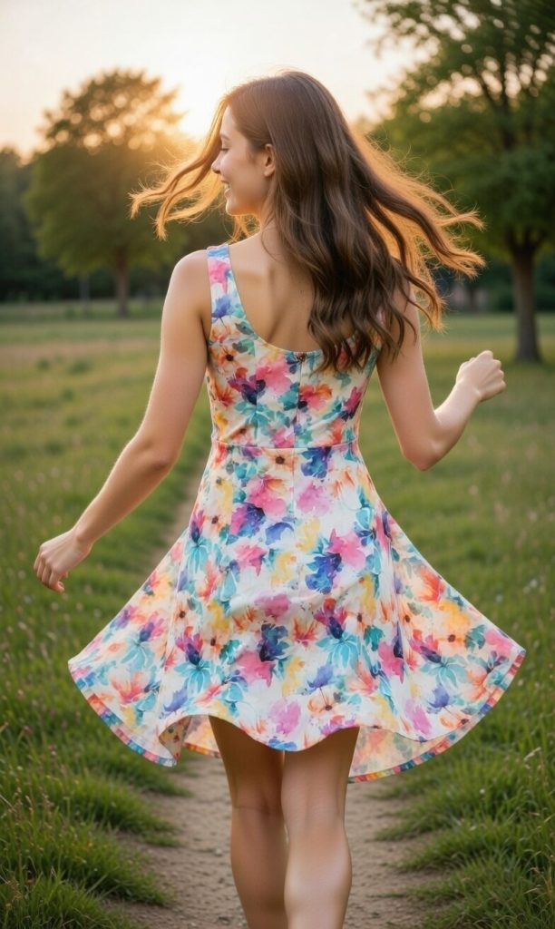 Robe Miami, en jersey de coton vue de dos - modifié avec IA