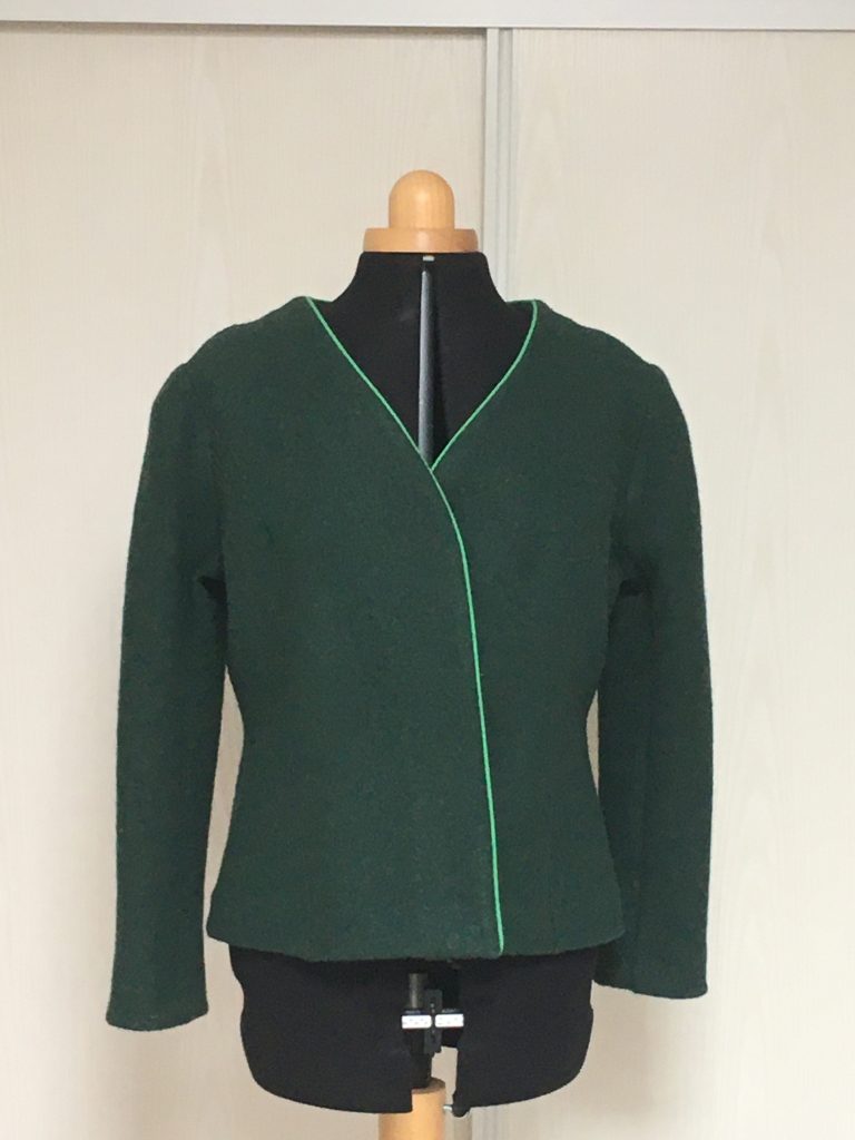 veste Armélia laine bouillie vert forêt vue de face